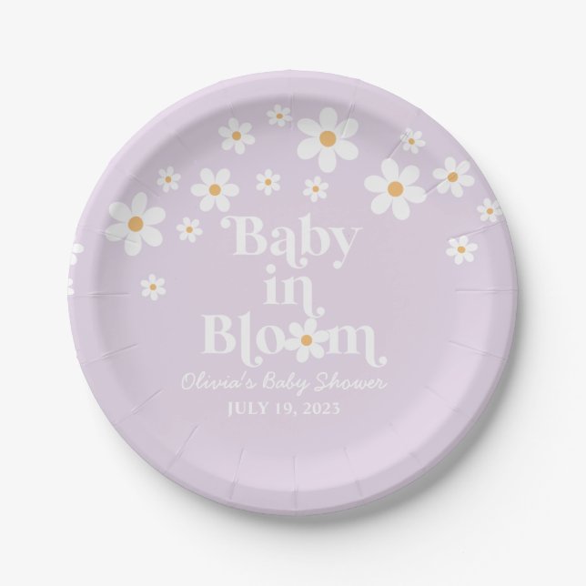 Baby in Bloom Daisy lilac Baby Shower Paper Teller (Vorderseite)