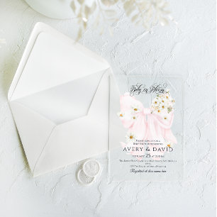 Baby in Bloom Daisy Pink Bow Girl Baby Dusche Acryleinladungen