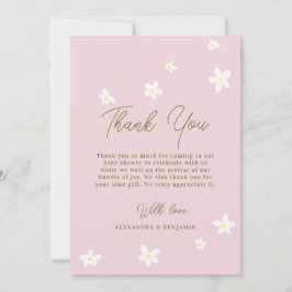 Baby in Bloom Daisy Spring Pink Boho Girl Dusche Dankeskarte