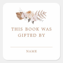 Baby in Bloom Dark Terracotta Boho Buchgeschenk Quadratischer Aufkleber