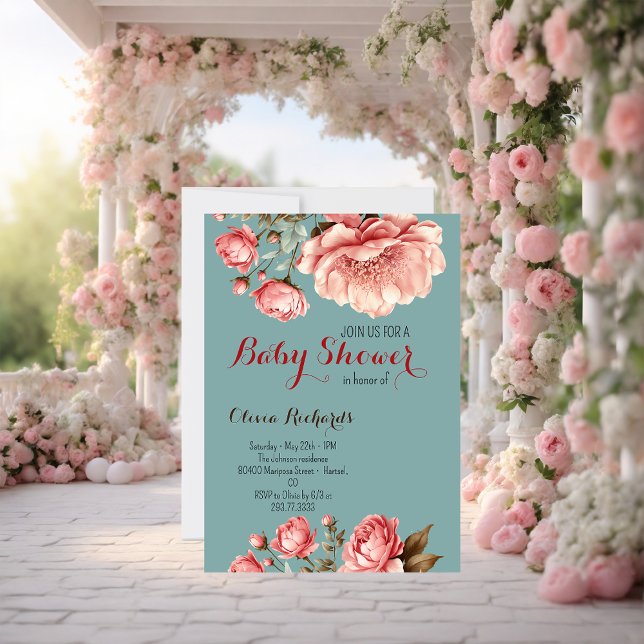 Baby in Bloom Delicate Pink Blume Kinderdusche Einladung (Von Creator hochgeladen)