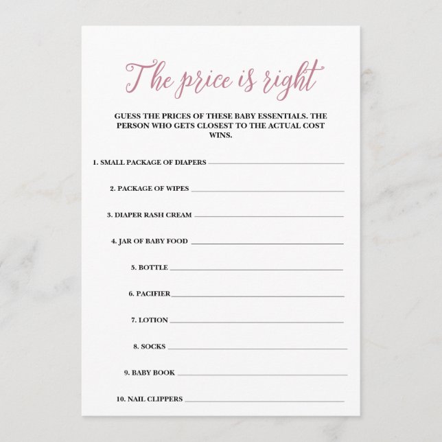 Baby in Bloom Der Preis ist das richtige Spiel Programm (Vorderseite)