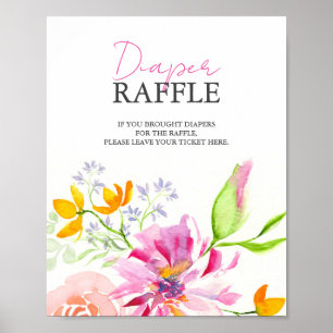Baby in Bloom Diaper Raffle Baby Dusche Schild