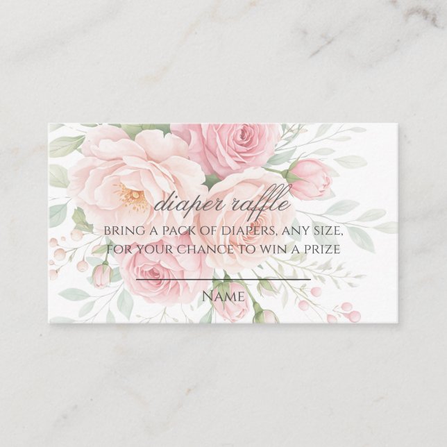 Baby in bloom diaper raffle baby shower game begleitkarte (Vorderseite)