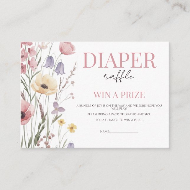 Baby in Bloom Diaper Raffle Wildflowers Begleitkarte (Vorderseite)