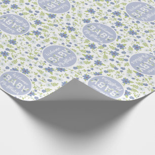 Baby in Bloom Dusche Blaue Vintage-Blumen Junge Geschenkpapier