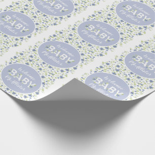 Baby in Bloom Dusche Blaue Vintage Blumen Junge Geschenkpapier