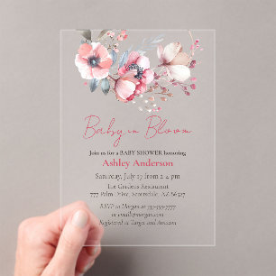 Baby in Bloom, Dusche laden Akryllische Einladung 