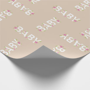 Baby in Bloom Dusche Pink Vintage Blumen Mädchen Geschenkpapier