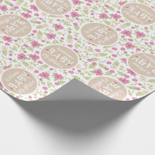 Baby in Bloom Dusche Pink Vintage Blumen Mädchen Geschenkpapier