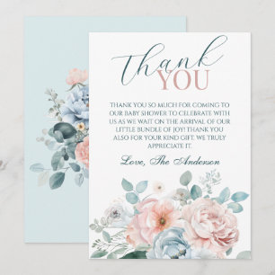 Baby in Bloom Dusty Blue Baby Shower Dankeskarte
