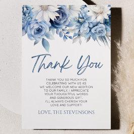 Baby in Bloom Dusty Blue Floral Baby Dusche Dankeskarte
