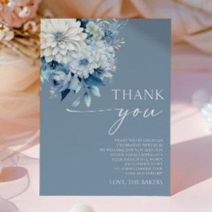 Baby In Bloom Dusty Blue Florale Babyparty Dankeskarte