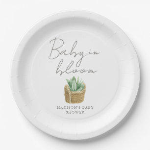 Baby in Bloom Einfache Sukkulenten-Baby-Party Pappteller