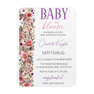 Baby in Bloom Einladung, Wildblumen Baby Shower  Magnet
