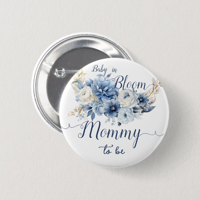 Baby in Bloom Elegant Blumen Mommy-to-be Button (Vorne & Hinten)