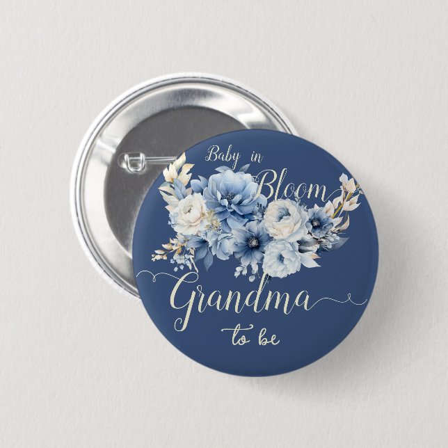 Baby in Bloom Elegant Blumen Oma-to-be Button (Vorne & Hinten)