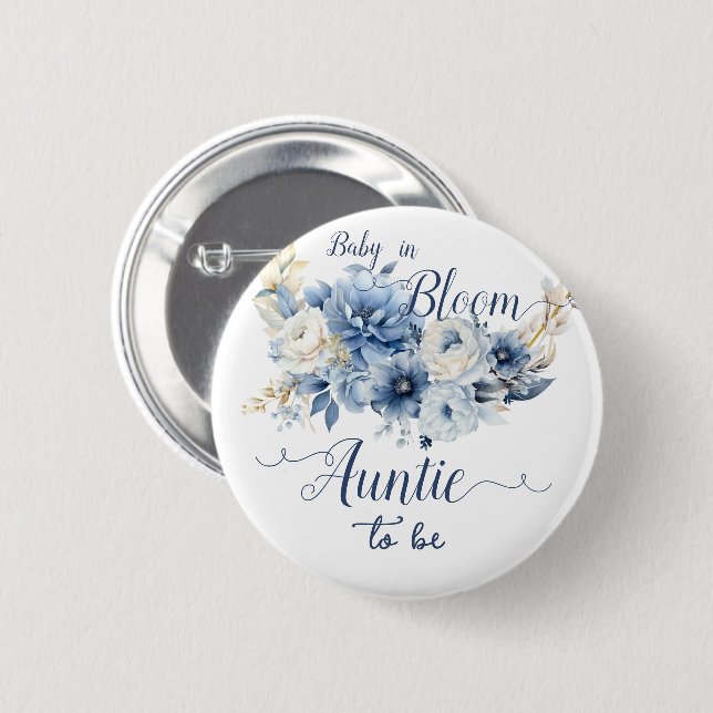 Baby in Bloom Elegant Blumen Tante-to-be Button (Vorne & Hinten)