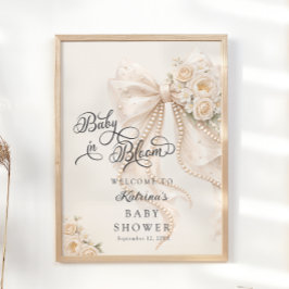 Baby in Bloom Elegant Bow Baby Shower Welcome Poster