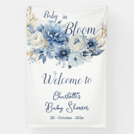 Baby in Bloom Elegante Blue Flowers Babydusche Banner