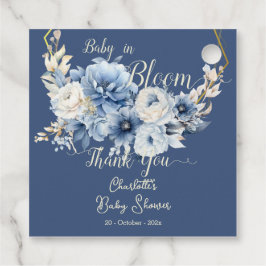Baby in Bloom Elegante Blue Flowers Babydusche Geschenkanhänger