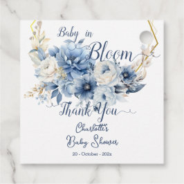 Baby in Bloom Elegante Blue Flowers Babydusche Geschenkanhänger