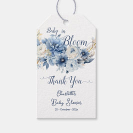 Baby in Bloom Elegante Blue Flowers Babydusche Geschenkanhänger