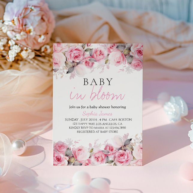 Baby in Bloom - Elegante Dusche in Floral Baby Einladung (Von Creator hochgeladen)