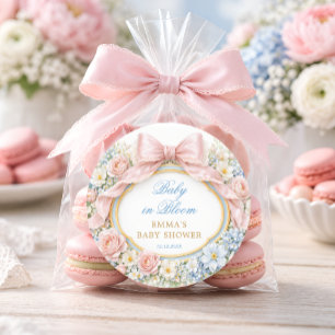 Baby in Bloom Elegante Rosa Schleife Vintage Babyp Runder Aufkleber