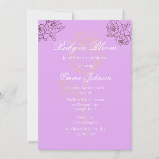 Baby in Bloom Elegante Rosen-Baby-Party-Einladung Einladung