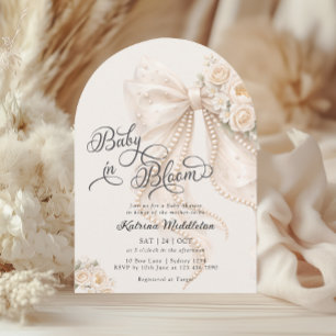 Baby in Bloom Elegante Schleife Baby Shower Einladung
