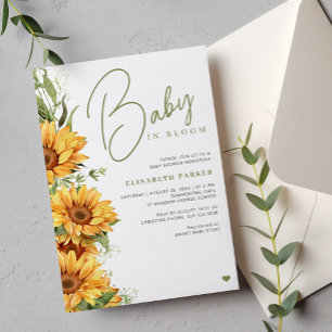 Baby in Bloom elegante Sonnenblume Babyparty Einladung