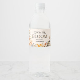 Baby in Bloom Elegante Wasserfarbe Herbst-Wildblum Wasserflaschenetikett