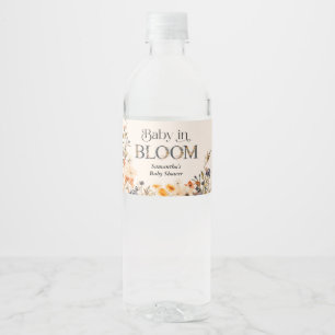 Baby in Bloom Elegante Wasserfarbe Herbst-Wildblum Wasserflaschenetikett
