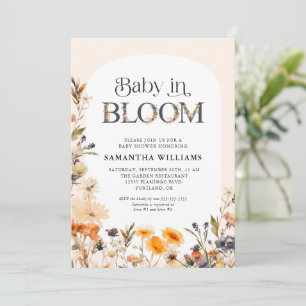 Baby in Bloom Elegante Wasserfarbe Herbstwildblume Einladung