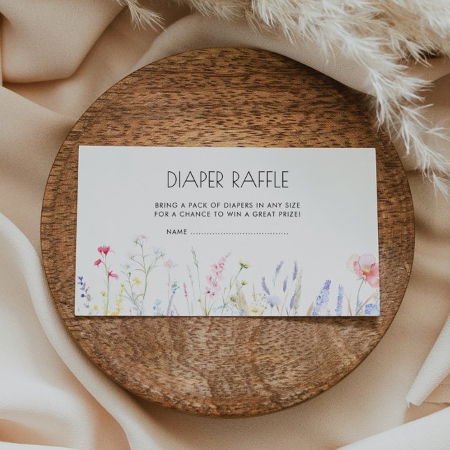 Baby in Bloom Elegante Wildblumen Windeln Raffle Begleitkarte (Von Creator hochgeladen)