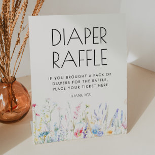 Baby in Bloom Elegante Wildblumen Windeln Raffle Sockelschild