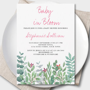 Baby in Bloom Eucalyptus Greenery Baby Shower Einladung