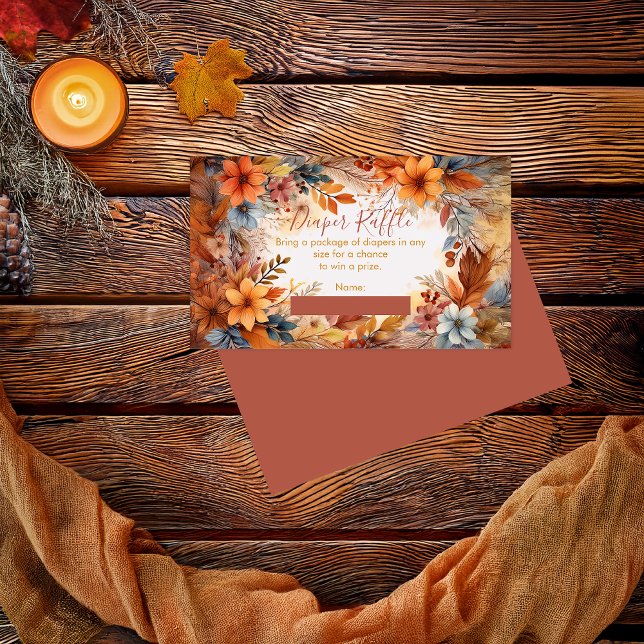 Baby in Bloom Fall Blumendusche Windelwindung Begleitkarte (Boho Baby in Bloom Collection Baby Shower Diaper Raffle Insert Enclosure Card - Terracotta)