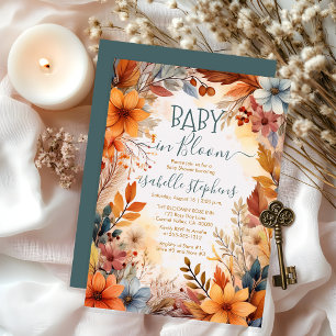Baby in Bloom Fall Floral Frame Baby Dusche Einladung