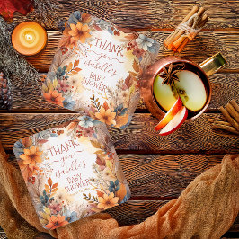 Baby in Bloom Fall Floral Frame Shower Thank You Rechteckiger Pappuntersetzer