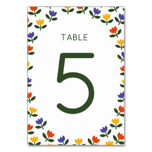 Baby in Bloom Farbige Florale Moderne Babyparty Tischnummer