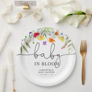 Baby in Bloom Farbige Wildblumen Frühling blühen Pappteller