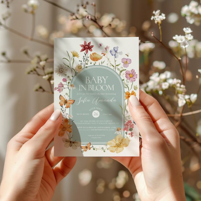 Baby in Bloom FLoral Ästhetische Babydusche Einladung (Von Creator hochgeladen)