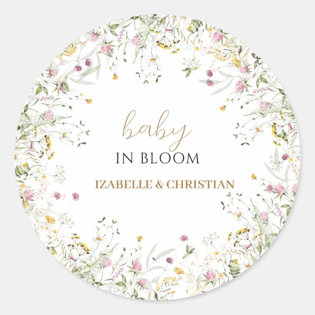 Baby in Bloom Floral Aufkleber (Vorderseite)