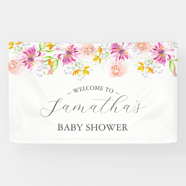 Baby in Bloom Floral Baby Dusche Begrüßungszeichen Banner (Horizontal)