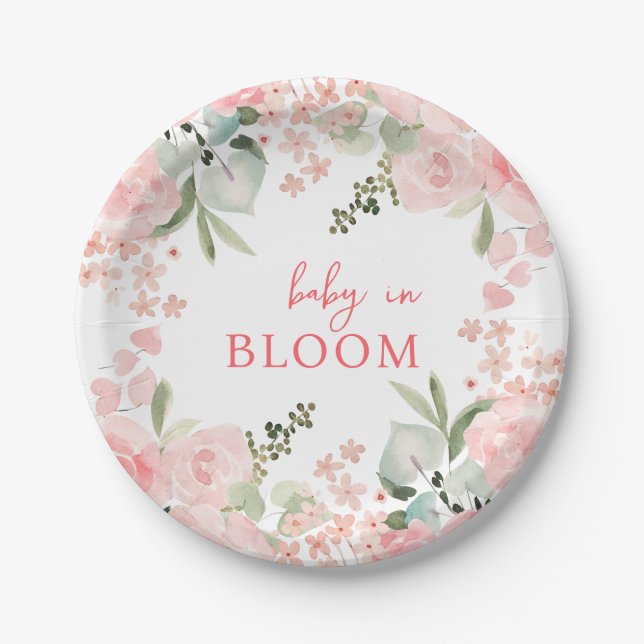 Baby in Bloom Floral Baby Dusche Pappteller (Vorderseite)