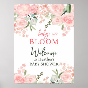 Baby in Bloom Floral Baby Dusche Party Zeichen Poster