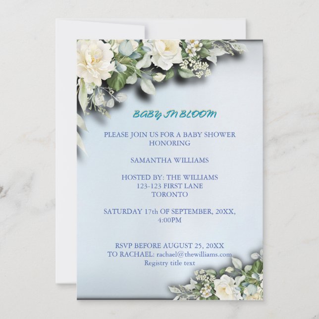 Baby in Bloom Floral Baby Shower Invitation Einladung (Vorderseite)