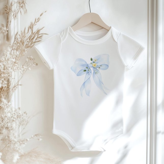 Baby in Bloom Floral Blue bow Baby Dusche Baby Strampler (Von Creator hochgeladen)